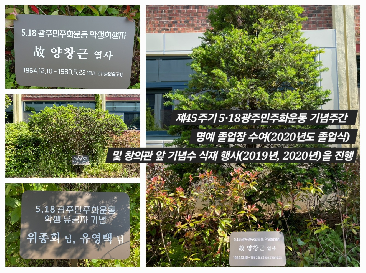 518광주민주화운동&nbsp;희생자&nbsp;및&nbsp;유공자&nbsp;기념수&nbsp;푯말&nbsp;교체